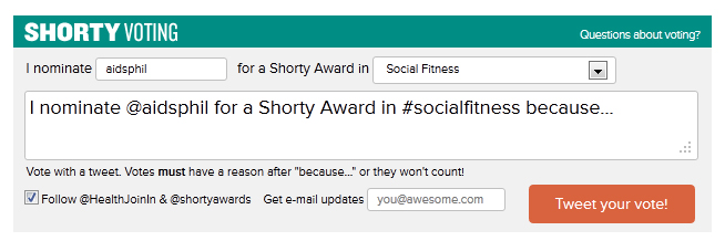 Vote for ASP under #socialfitness